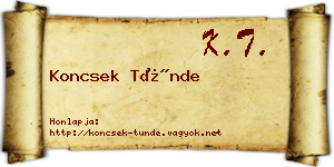 Koncsek Tünde névjegykártya